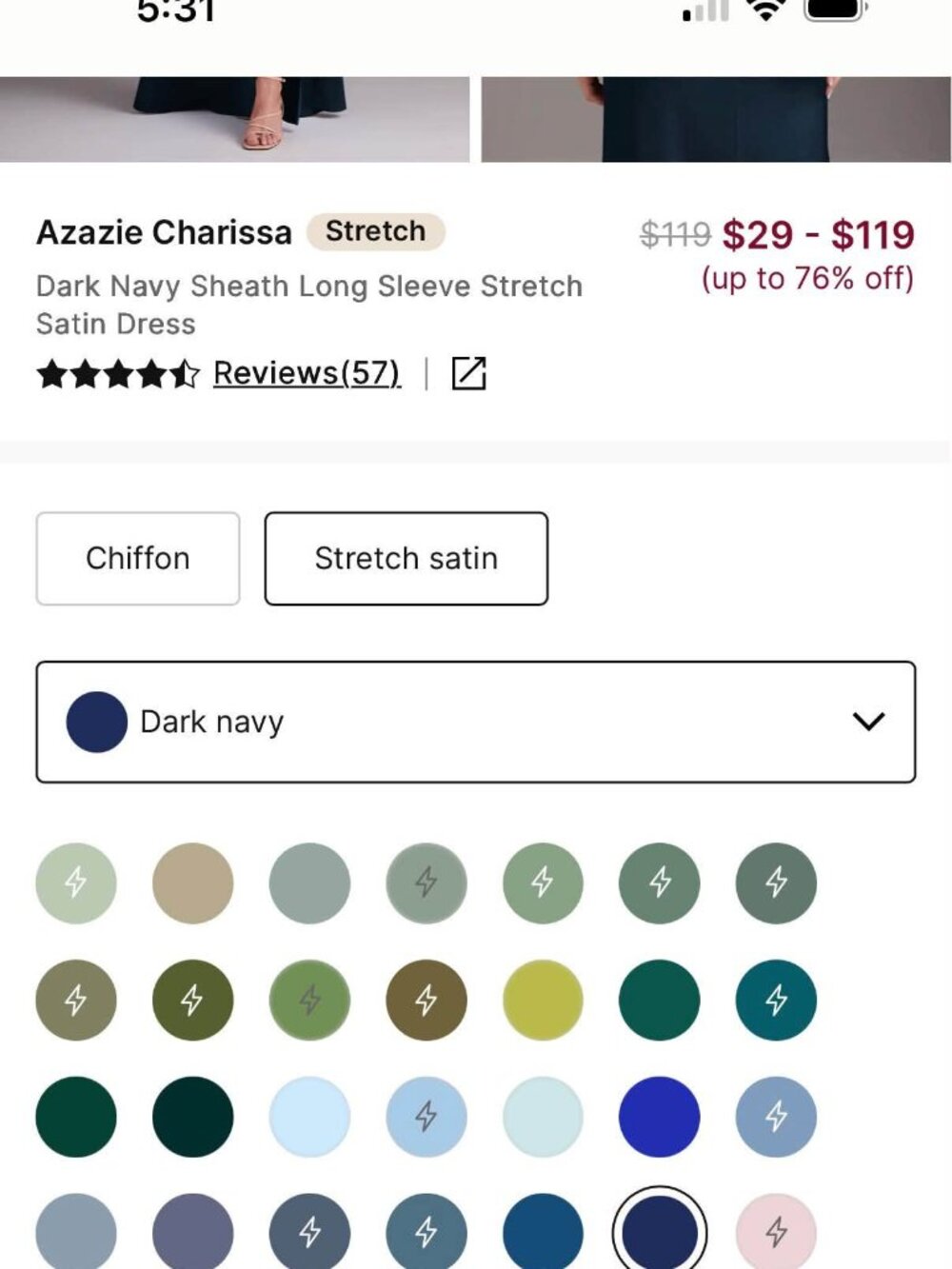 Azazie Charissa Dark Navy Stretch Satin Size 14